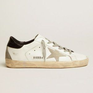 Golden Goose Women's Super Star with black heel tab and metal stud lettering 36